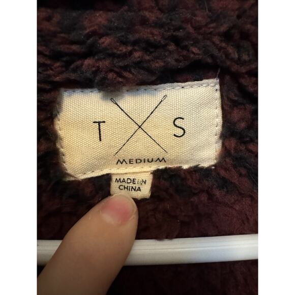 Buffalo Plaid Sherpa Half Zip Pullover Jacket – Burgundy Black – Women’s Medium - Picture 8 of 9